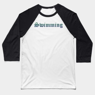 Swimming Gradient Text Baseball T-Shirt